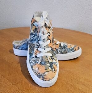 NWOT'S - OBTAOM - Orange/Blue Print Slip-on Sneakers - Size 9